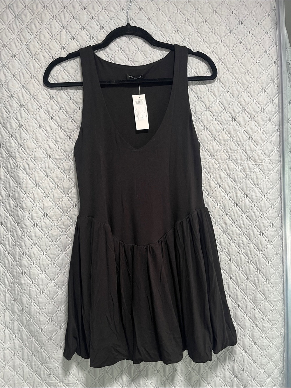 naked wardrobe Black Sleeveless V-Neck Drop-Waist Mini Dress